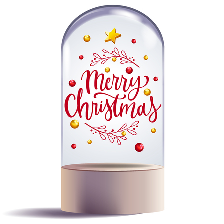 christmas gift in glass dome design decorative vector illustrationのイラスト素材