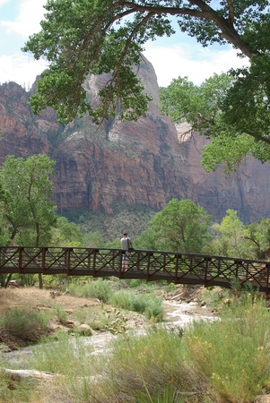 bridge near Zion Lodge in Zion National Parkのeditorial素材