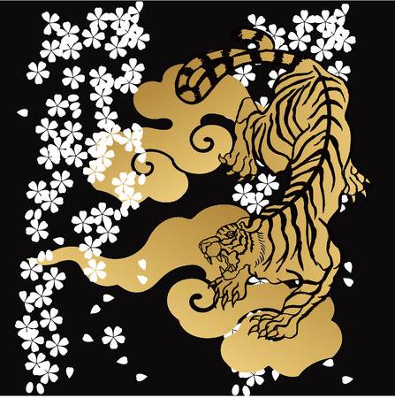 Japanese  tiger  illustration for design materialのイラスト素材