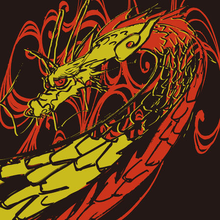 Japanese  Dragon illustration for design materialのイラスト素材