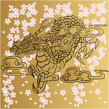 Japanese  Dragon illustration for design materialのイラスト素材