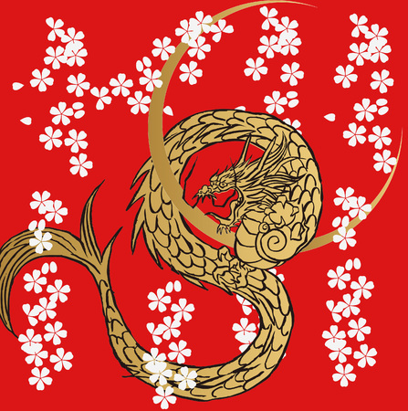 Japanese  Dragon illustration for design materialのイラスト素材