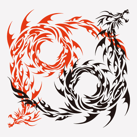 Tribal dragon for design materialのイラスト素材