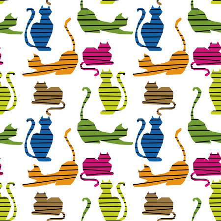 Colorful cat seamless pattern.のイラスト素材