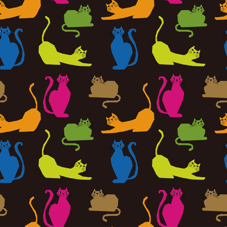 Printed cat seamless pattern.のイラスト素材
