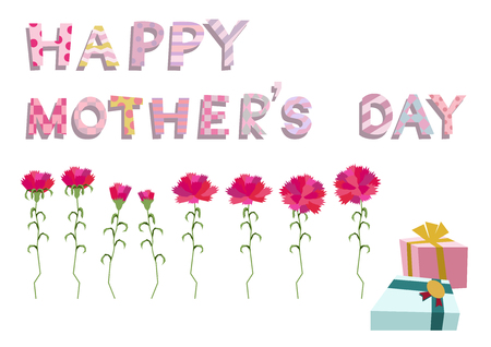 The message of Mother's Day. Clip art of Mother's Day. Message of appreciation. Image of carnation and Mother's Day. Illustration of a message on Mother's Day.のイラスト素材