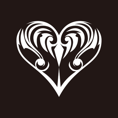 Tribal design. Tribal design heart. The shape of the heart. Cool heart design. Tattoo or sticker design.のイラスト素材