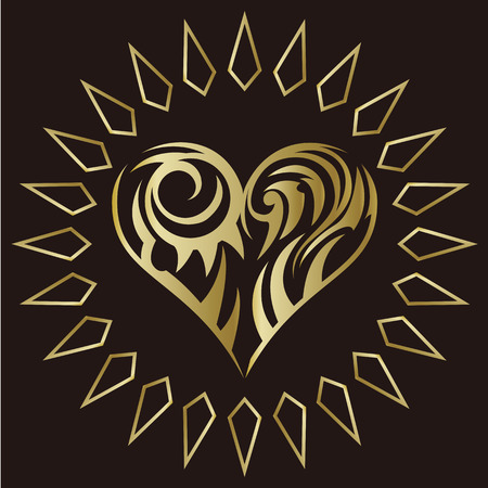 Tribal design. Tribal design heart. The shape of the heart. Cool heart design. Tattoo or sticker design.のイラスト素材