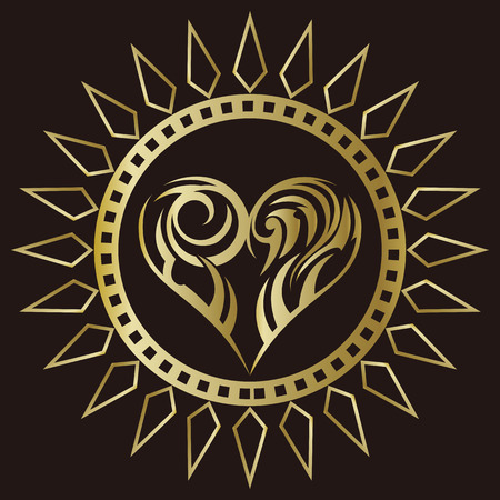 Tribal design. Tribal design heart. The shape of the heart. Cool heart design. Tattoo or sticker design.のイラスト素材