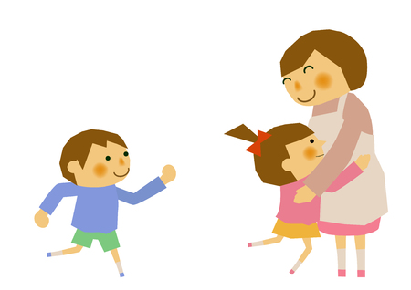 Illustration of mother and child. An image of mother and child. Parenting clip art. Nursery clip art.のイラスト素材