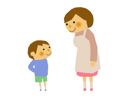 Illustration of mother and child. An image of mother and child. Parenting clip art. Nursery clip art.のイラスト素材