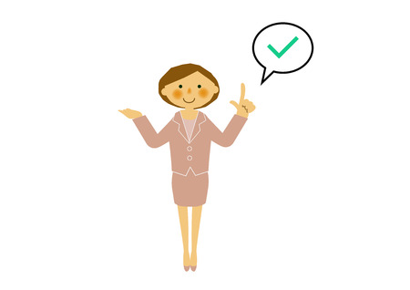 Businesswoman clip art. Female manager. A person's gesture. Secretary. Office Lady. Receptionist. Guide. Clip art of a person's gesture.のイラスト素材