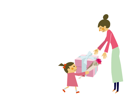 Happy Mothers Day. Image of maternity with children. Image of affection of mother and child. Mother's love and images of children.のイラスト素材