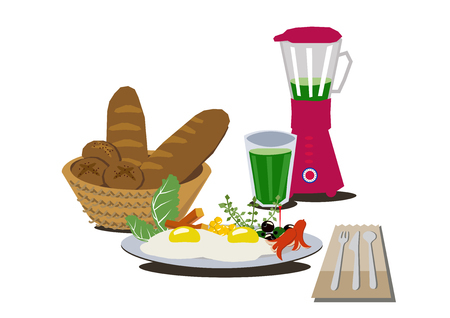 Sunny side up clip art. A delicious breakfast.Cooking clip art.のイラスト素材