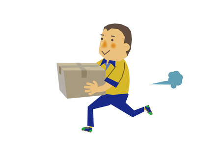 People's clip art. Pose of a person. People at work. Image of delivery. Illustration of the person who delivers.のイラスト素材