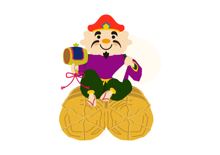 Happy God clip art. Illustration of New Year 's good luck image. Clip art for New Year's cards. Lucky God's clip art of Japan. Chinese lucky God clip art.のイラスト素材