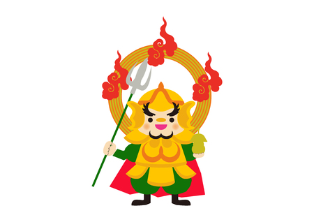 Happy God clip art. Illustration of New Year 's good luck image. Clip art for New Year's cards. Lucky God's clip art of Japan. Chinese lucky God clip art.のイラスト素材