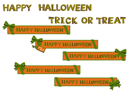 Halloween ribbon banner.Autumn material collection. Material collection for Halloween. Material of October.のイラスト素材