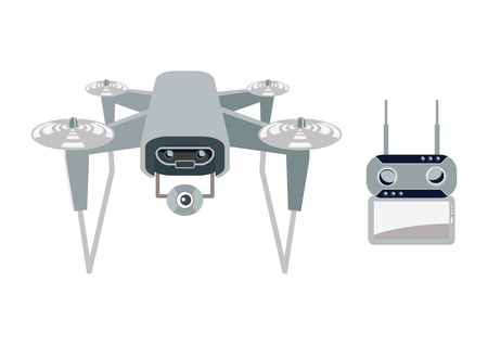 Illustration of Drone. A drone clip art flying in the sky. An illustration of a future machine.のイラスト素材