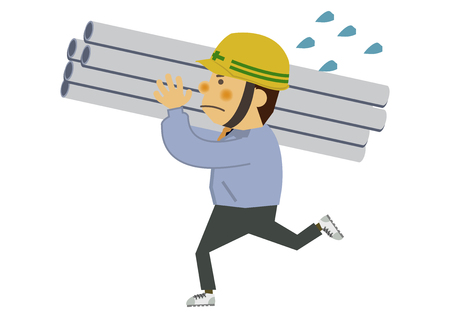 Worker's illustration. Male clip art in work clothes. Various poses of workers.のイラスト素材