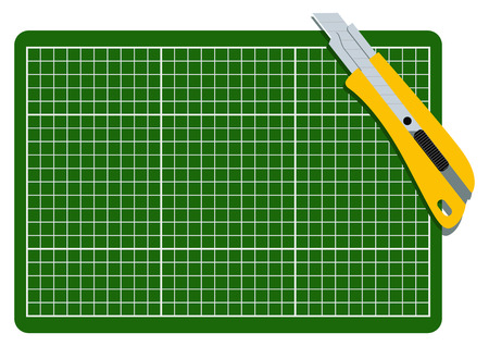 Image illustration of stationery. Cutter Knife clip art. Paper and cutter knife vector illustration.のイラスト素材