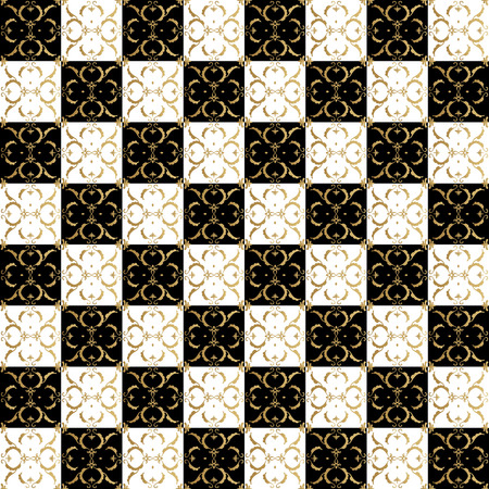 Seamless pattern of arabesque. Elegant wallpaper. Monogram. Patterns arranged in a grid.のイラスト素材