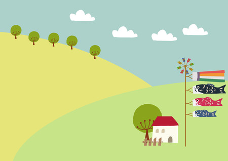 Illustration of carp streamer. symbol of May in Japan.のイラスト素材