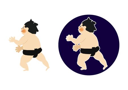 Sumo is traditional Japanese sport. An Illustration of the Sumo Wrestler. vector illustration of Sumo wrestler.. Character Design. A clip art of Sumo wrestler.のイラスト素材