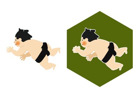 Sumo is traditional Japanese sport. An Illustration of the Sumo Wrestler. vector illustration of Sumo wrestler.. Character Design. A clip art of Sumo wrestler.のイラスト素材