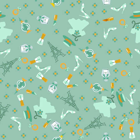 Paris accessory pattern.
Seamless pattern. Material for wallpaper and wrapping paper. Textile...
