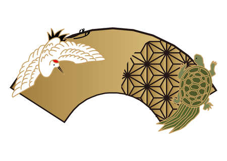 Crane and Turtle Icon.
New Year's illustration.
Symbol of health and longevity.のイラスト素材