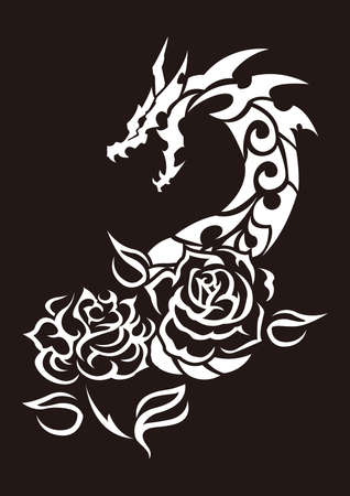 Tribal dragon.
Tribal tattoo design.
Material for stickers, embroidery and printing.のイラスト素材