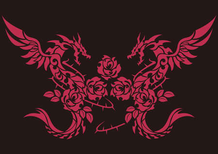 Tribal dragon.
Tribal tattoo design.
Material for stickers, embroidery and printing.のイラスト素材