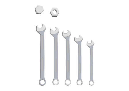 Spanners over white background.のイラスト素材