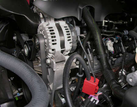 Engine compartment on a SUV.の写真素材