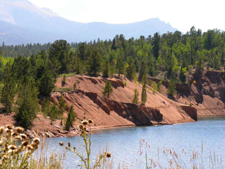 Lake and erosion in a rural region.の写真素材