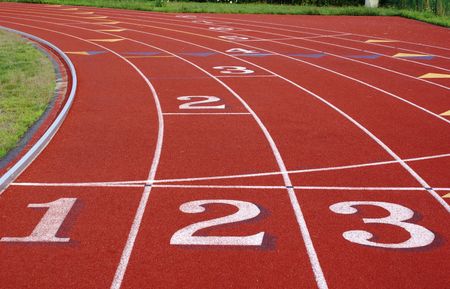 Curve lanes on a running track.