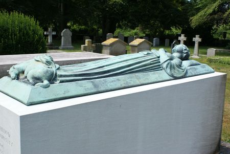 Burial monument with the figure of a woman with a horse.の写真素材