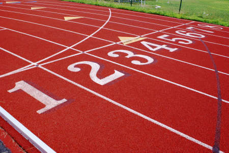 Numbered lanes closeup.の写真素材