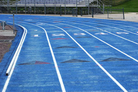 Vacant seating and Running Track in blue.の写真素材