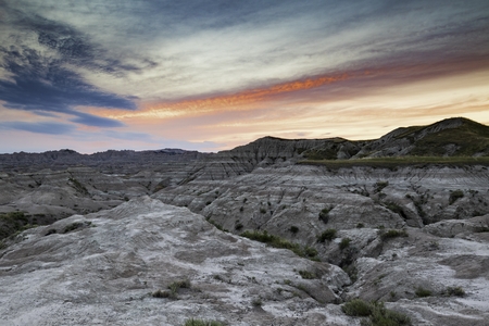 Dusk in Badlands National Park South Dakotaの写真素材