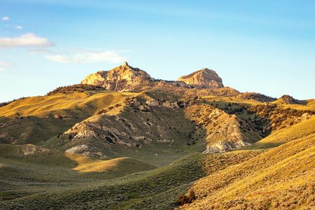 Heart Mountain at sunset in the foothills of the Rocky Mountains Wyoming.