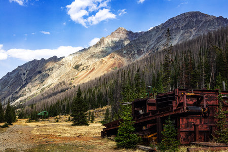 Abandoned mine Kirwin Ghost Town in northwest Wyoming Rocky Mountains, USAの写真素材