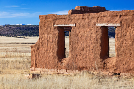 Ruins of a building in Fort Union in the high plains of New Mexico, USAの写真素材