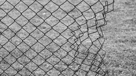 a barb and net on groundの写真素材
