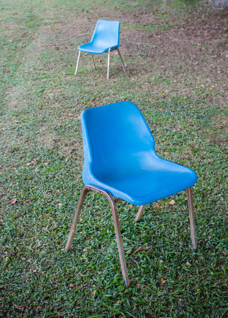 The chair on green groundの写真素材