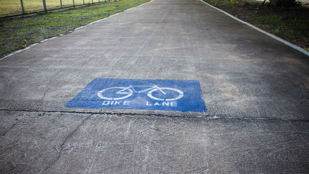 The bike lane on the ground wayの写真素材