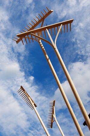 Traditional wooden rakeの写真素材