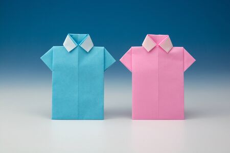 Japanese paper origami shirtsの写真素材