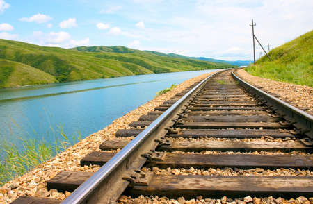 railway on a background summer natureの写真素材